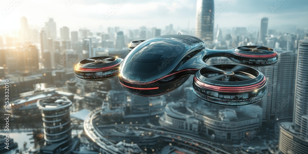Autonomous flight technology revolutionizing urban air transport futuristic city digital art skyline Autonomous flight technology revolutionizing urban air transport futuristic city digital art skyline