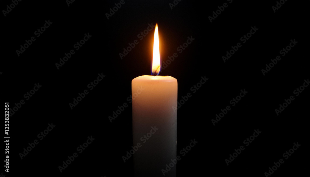 a lit candle in the dark with a black background a lit candle in the dark with a black background