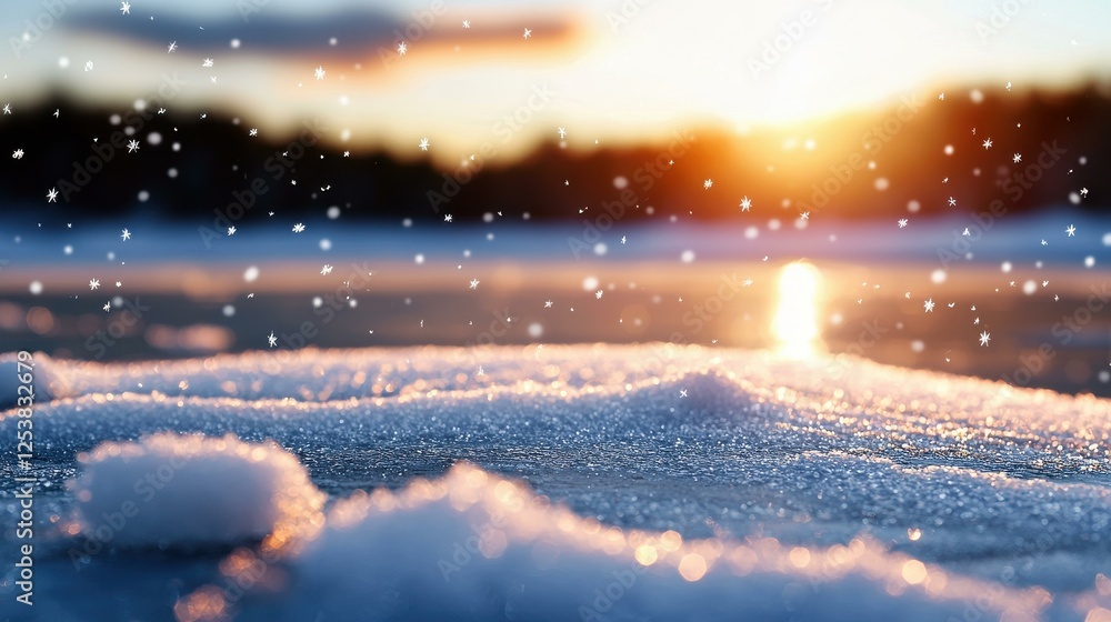 Winter Sunset Snowscape Scene Winter Sunset Snowscape Scene