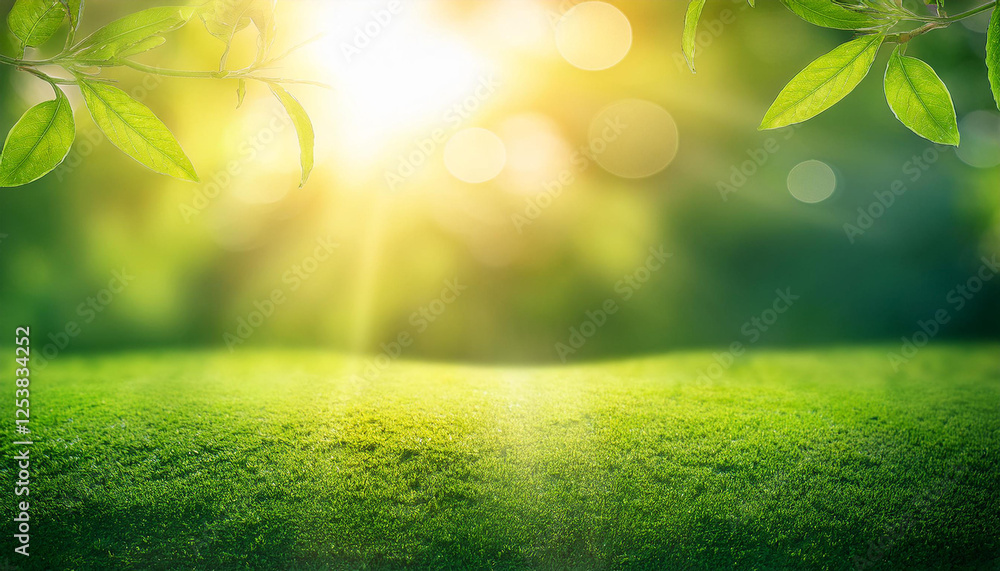 Fototapeta premium sunlight with abstract blurred green nature background