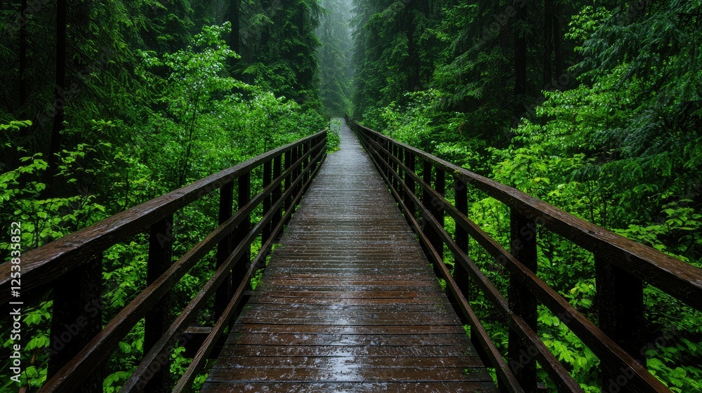Rainy forest path bridge walk nature landscape travel Rainy forest path bridge walk nature landscape travel