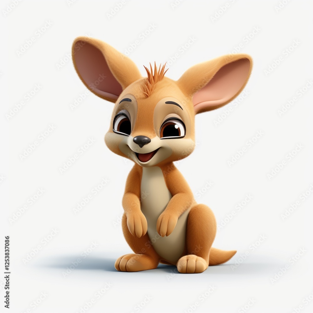 A cartoon kangaroo is sitting down and smiling A cartoon kangaroo is sitting down and smiling
