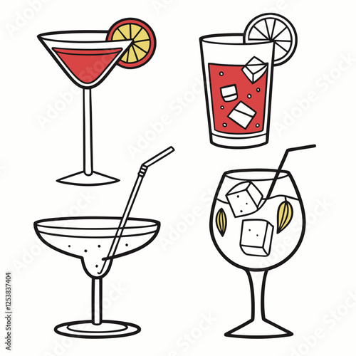 set of cocktails