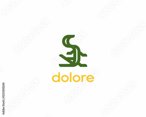 Crocodile linear logo design. Creative letter S icon. Alligator reptile predator logotype.  illustration. photo