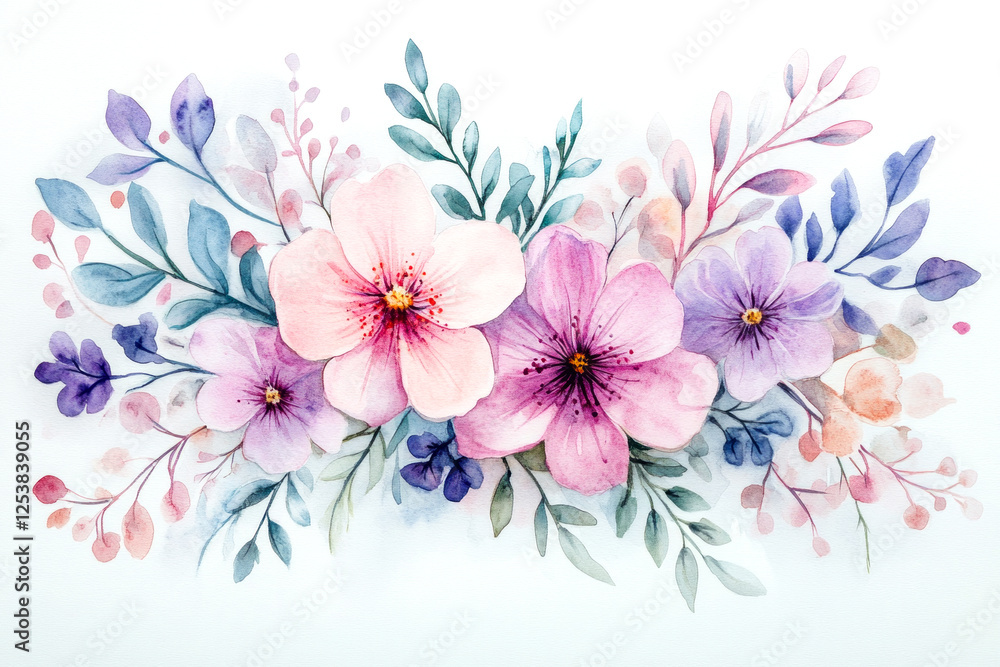 Obraz premium Floral arrangement featuring soft pastel flowers and delicate foliage in a charming florist setting