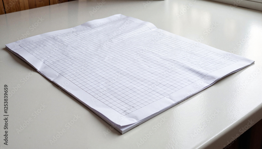 Obraz premium Graph paper placed on bright tabletop, creativity and planning