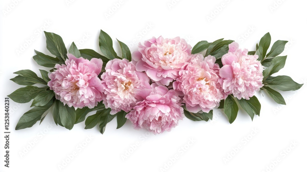 Fototapeta premium Pink Peony Flower Arrangement on White Background for Wedding Decor and Branding Projects