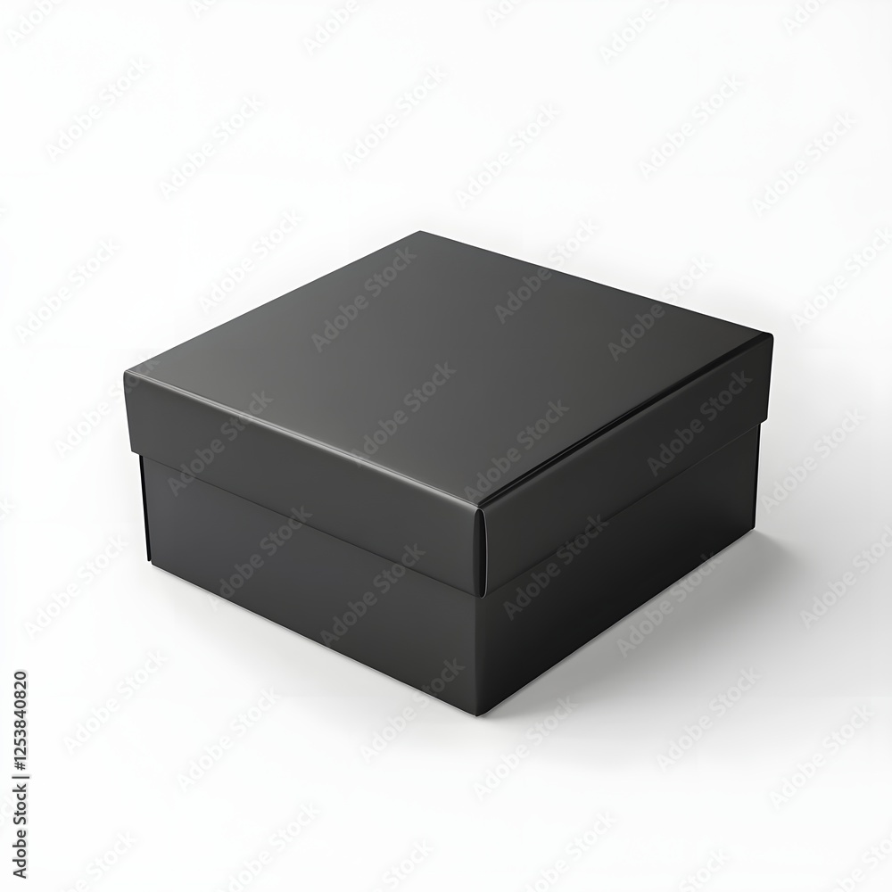 Naklejka premium Black Packaging Box on White Background for Branding and Product Showcase