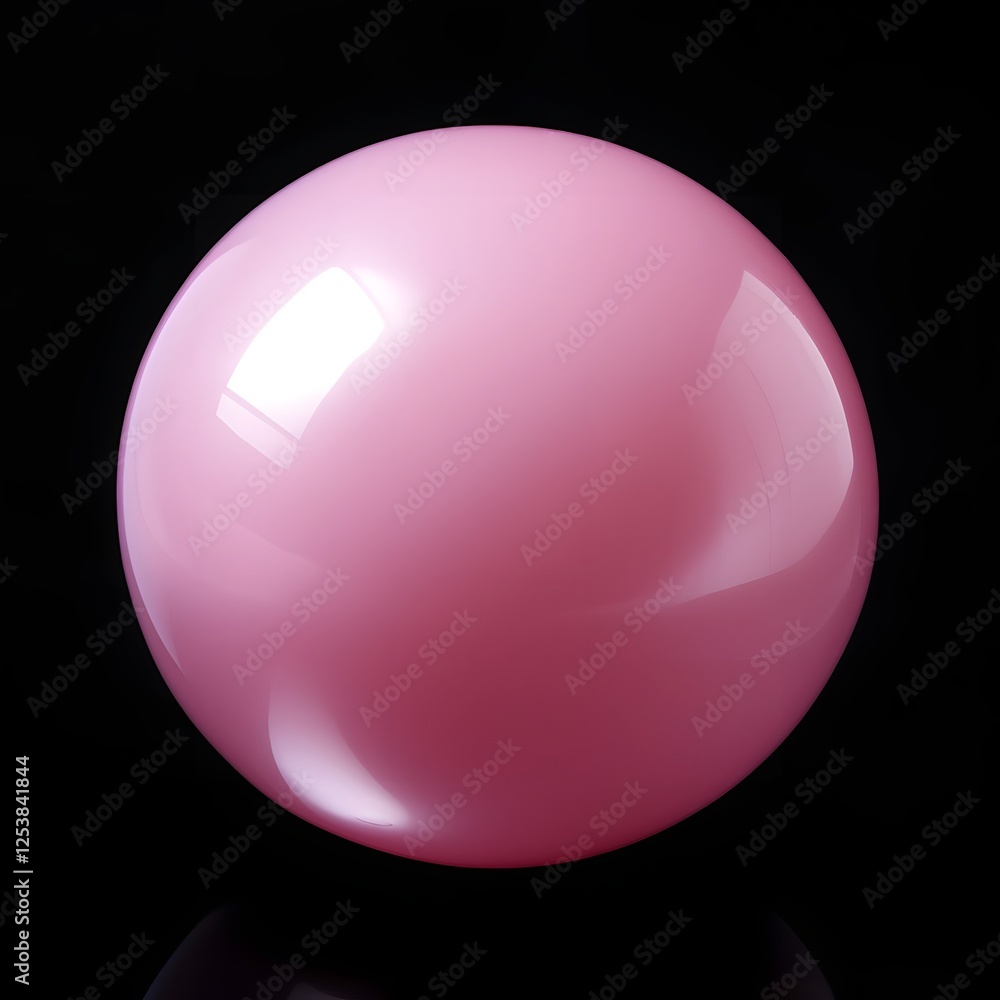 Obraz premium Shimmering Pink Plastic Sphere Floating Against Black Backdrop