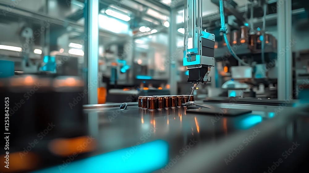 custom made wallpaper toronto digitalAutomated robotic arm assembling batteries in a modern factory with advanced machinery in background