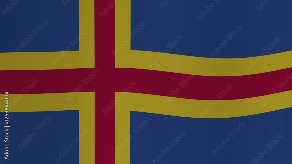 Aland flag 4K, The Åland flag gracefully waves and swirls in a continuous looping motion. Captured from a close-up camera angle, this animation features a transparent background, making it instantly.