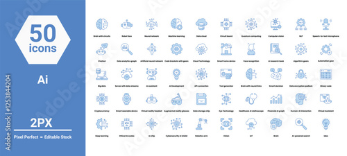 ai icons set such as, 	ai, artificial, assistance, assistant, bot, bubble, bulb, chat, communication, computer, design, education, glass, home, icon, intelligence, light, vector stock illustration