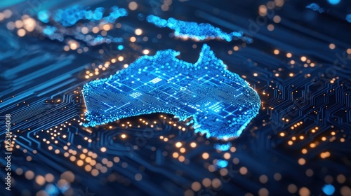 Wallpaper Mural Digital representation of Australia on a circuit board background. Torontodigital.ca