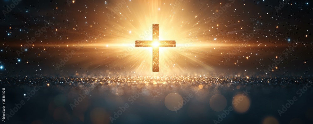 Fototapeta premium Radiant Cross, Celestial Glow