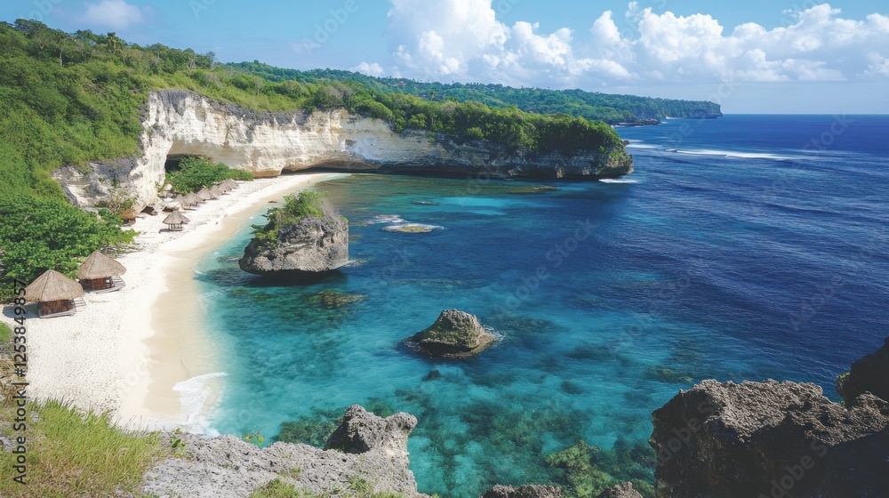 Naklejka premium Secluded Beach Paradise: Nusa Penida's Hidden Gem