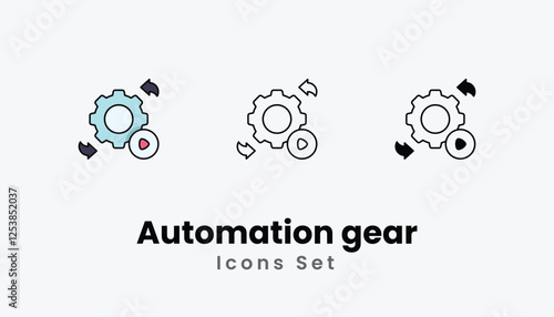 Automation gear Icons thin line and glyph vector icon stock illustration