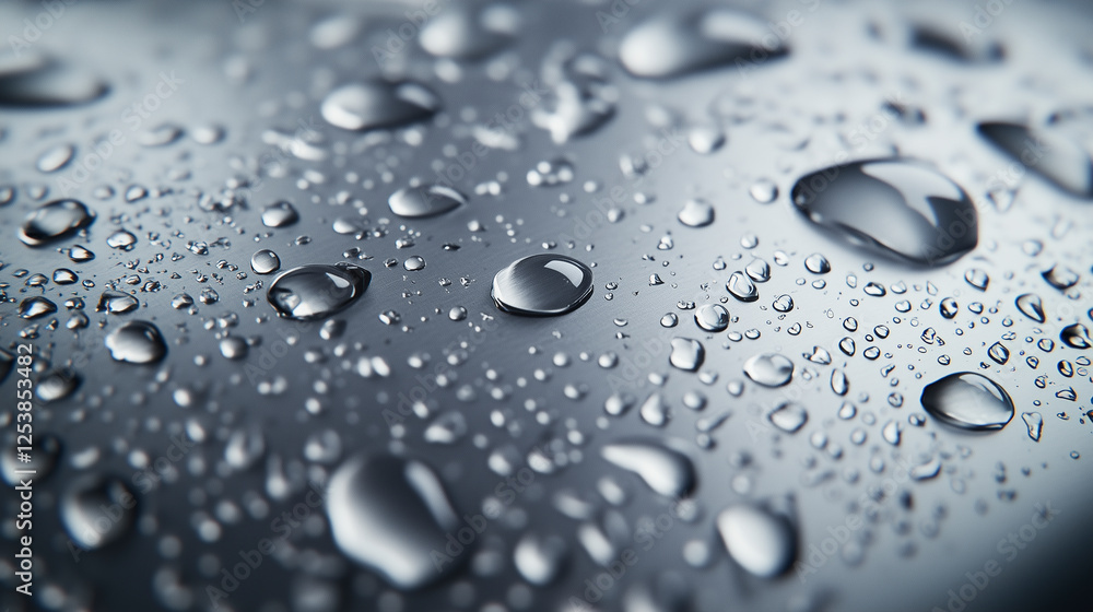 Close-up of water droplets on a sleek metal beverage can Close-up of water droplets on a sleek metal beverage can