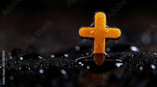 Cross in Oil Spill, Environmental Crisis photo