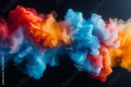 no need colored smoke joins together on blue background