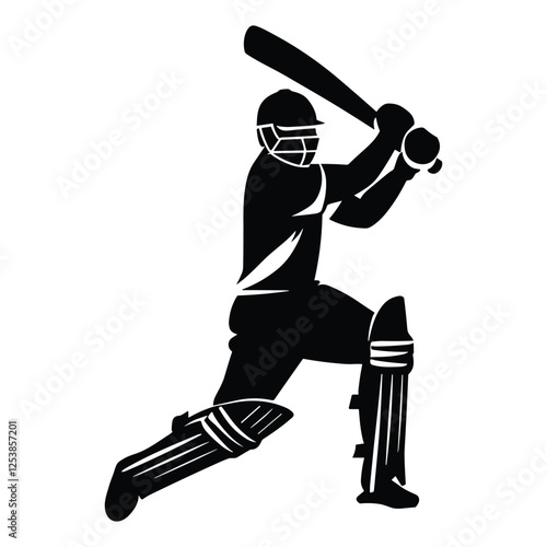 Silhouette of a Cricket Player in Action