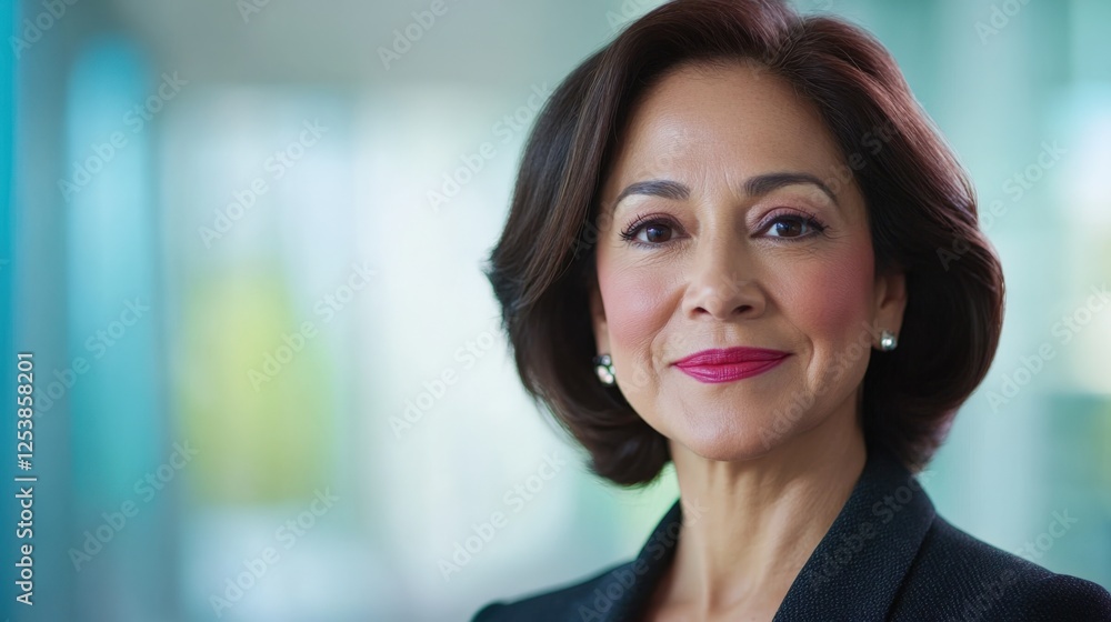 Businesswoman Smiling in an Office Setting Businesswoman Smiling in an Office Setting