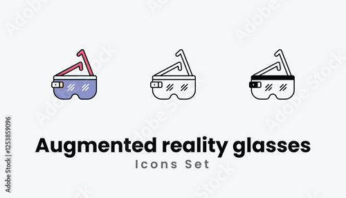 Augmented reality glasses Icons thin line and glyph vector icon stock illustration