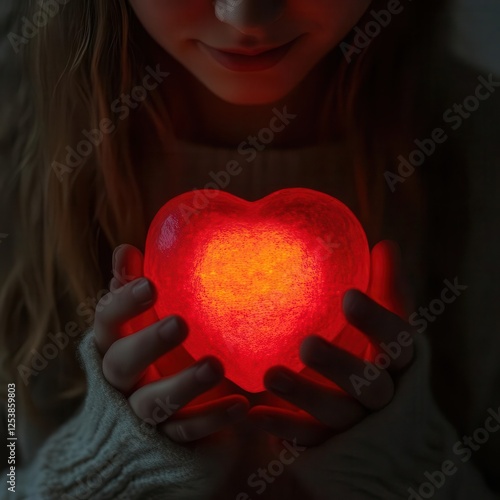 Woman’s Hands Holding Red Heart Symbolizing Love and Health Care, Emotional Moments for World Heart Day Campaigns