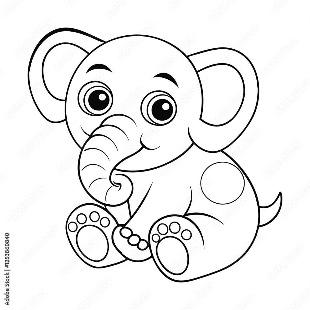 Fototapeta premium a cute elephant coloring pages Vector illustration for coloring books 