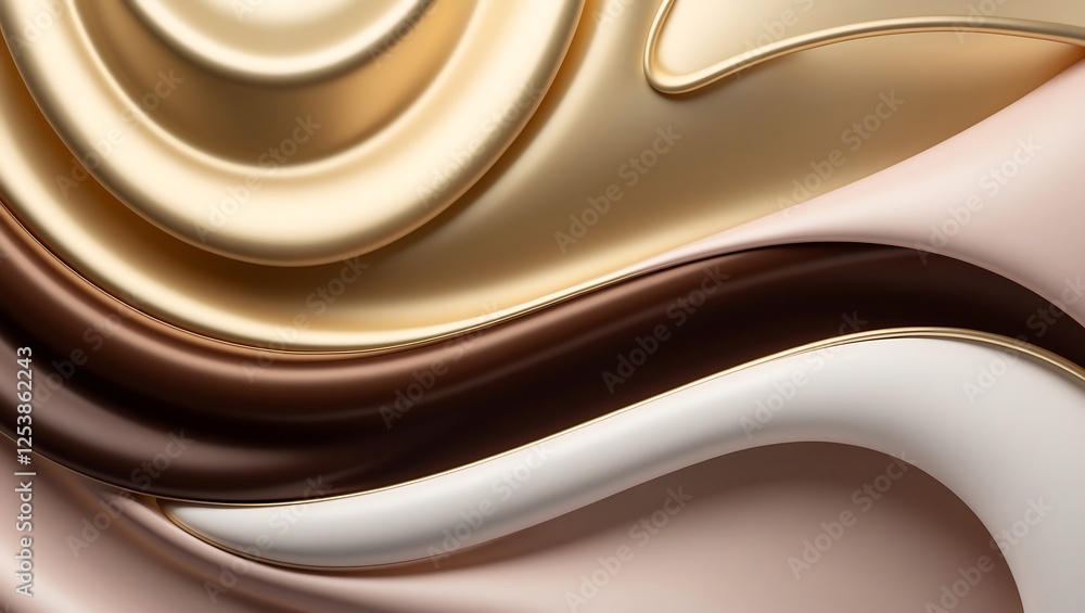 Fototapeta premium Gradient wave with Organic Fluid Gold and Brown Motion