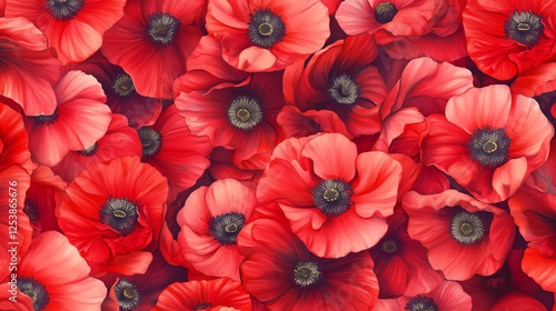 Wallpaper Mural A beautiful bouquet of Vibrant red poppies illustration Torontodigital.ca