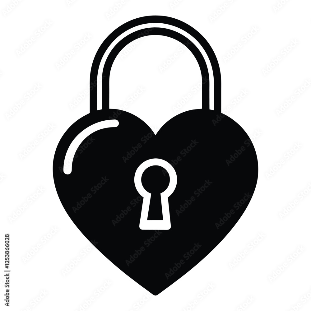 Heart lock silhouette vector illustration. Heart lock silhouette vector illustration.