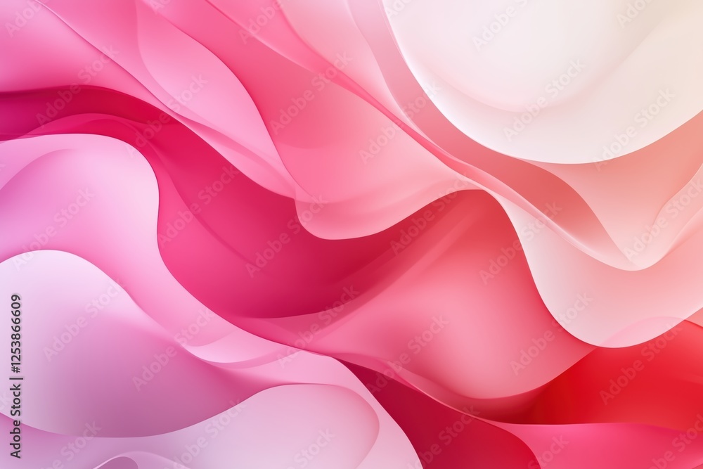 Obraz premium Abstract pink and red wave shapes with soft transitions for feminine aesthetics