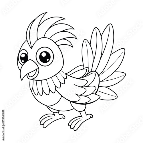 quetzal bird with big feathers coloring pages Vector illustration for coloring books 