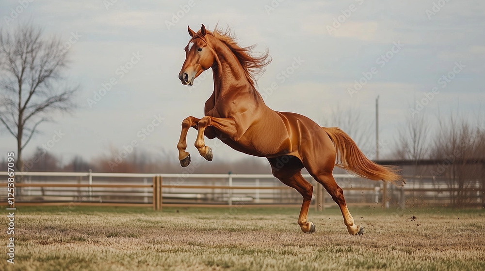 Obraz premium Photo of a Beautiful horse rearing up