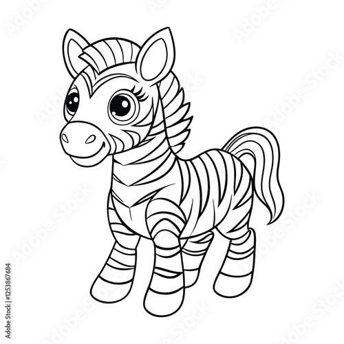 zebra foal with wobbly legs coloring pages Vector illustration for coloring books 