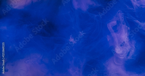 Ink floating. Paint water. Defocused blue color gradient glowing dust texture vapor splash wave flow abstract art background. photo