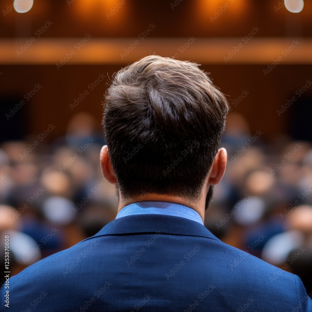 man giving a speech to audience man giving a speech to audience