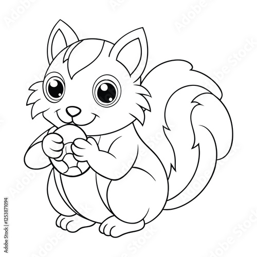 squirrel nibbling on a nut coloring pages Vector illustration for coloring books 