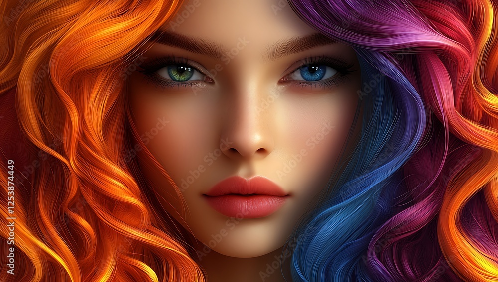 Fototapeta premium Swirling Orange and Purple Strands in a Dynamic Abstract Design