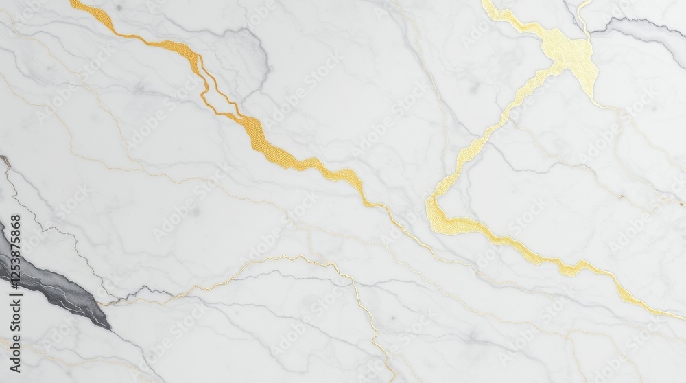 Fototapeta premium Minimalist Abstract Art with Flowing Gold and Silver Veins – Elegant Marble Texture