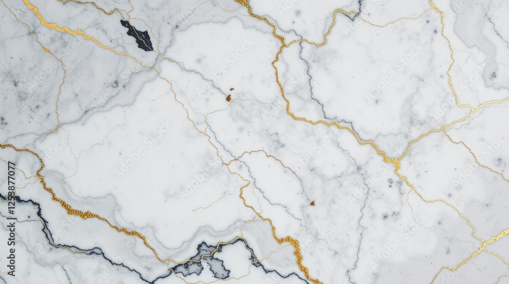 Obraz premium White Marble Texture with Golden Veins and Gray Streaks – High-Resolution Luxury Surface