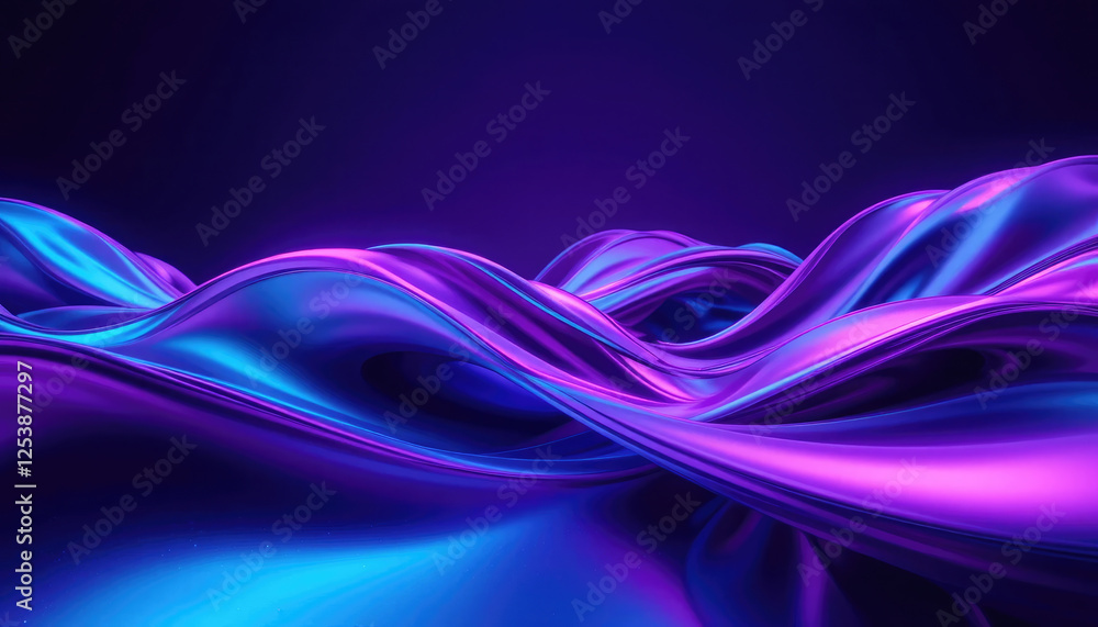 Naklejka premium Futuristic Neon Wave Background with Glowing Abstract Fluid Design.