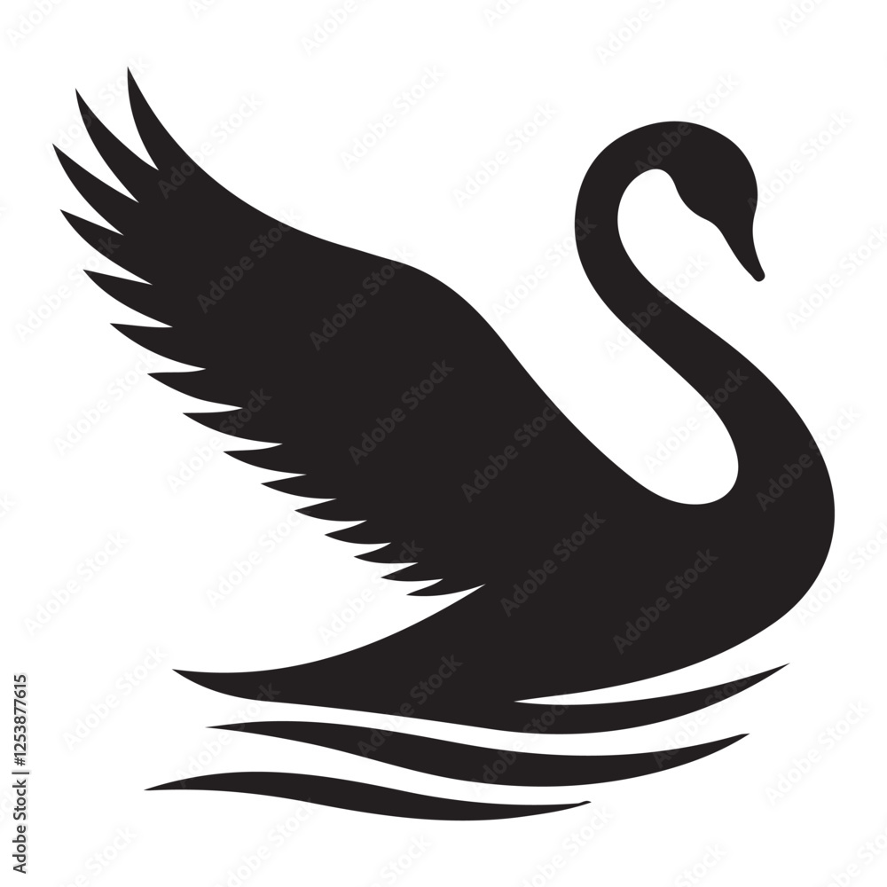 Fototapeta premium black swan vector illustration design on a white background