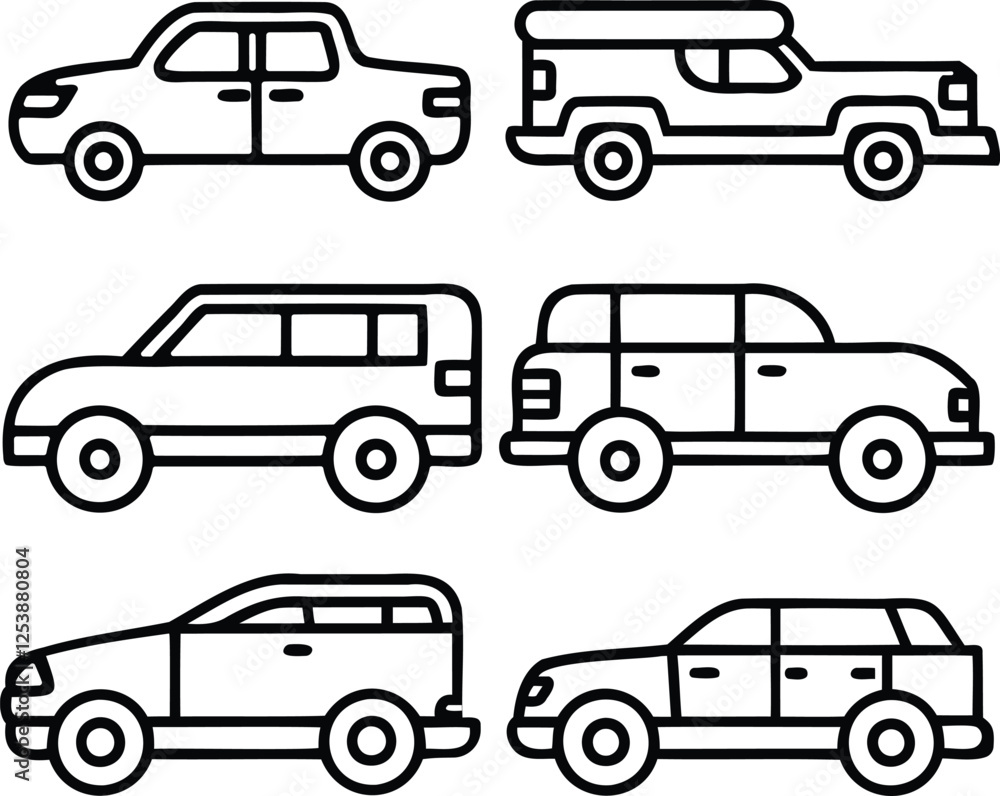 Fototapeta premium car icon set line art eps vector files