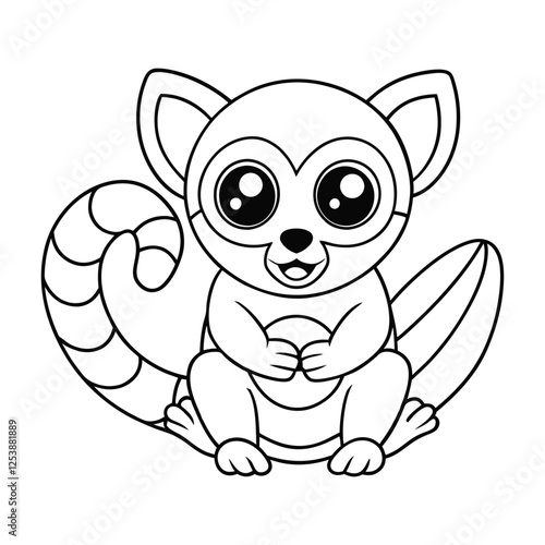 a cute lemur coloring pages Vector illustration for coloring books 