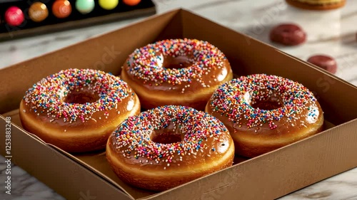 Wallpaper Mural Delicious donuts with colorful sprinkles in a box Torontodigital.ca