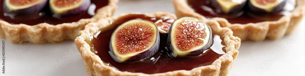 A close-up shot of a pastry filled with sweet and juicy figs, perfect for a bakery or food photography A close-up shot of a pastry filled with sweet and juicy figs, perfect for a bakery or food photography