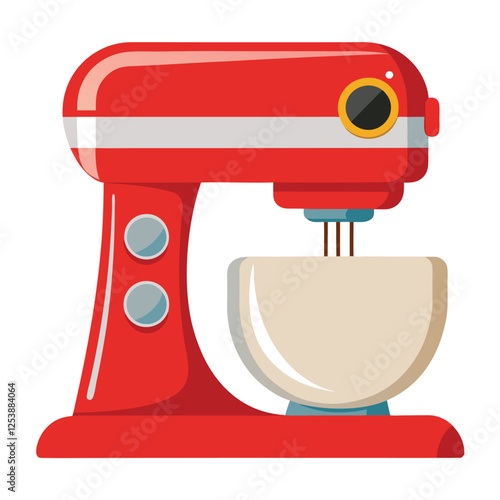 Electric Stand Mixer Vector Illustration ? Cartoon Clipart & Line Art Design.eps