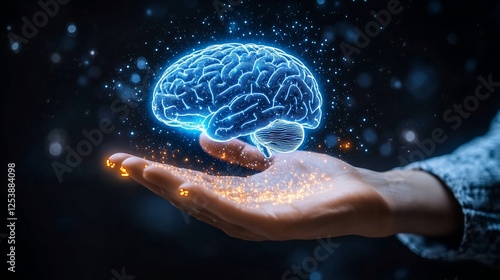 Wallpaper Mural Glowing Digital Brain Held in Hand Torontodigital.ca