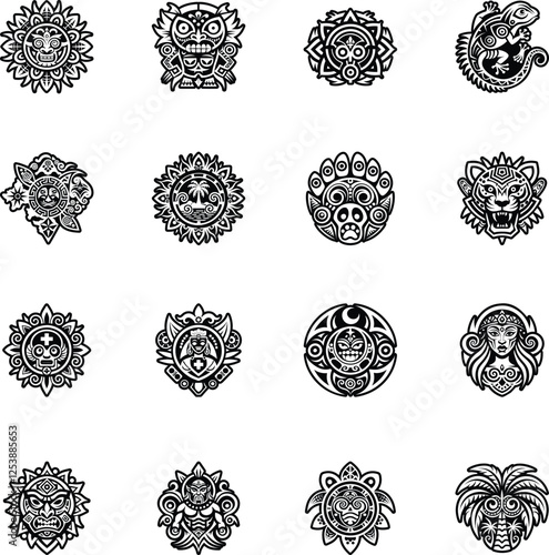 Set of 16 Taino Art Glyph Icons

 photo